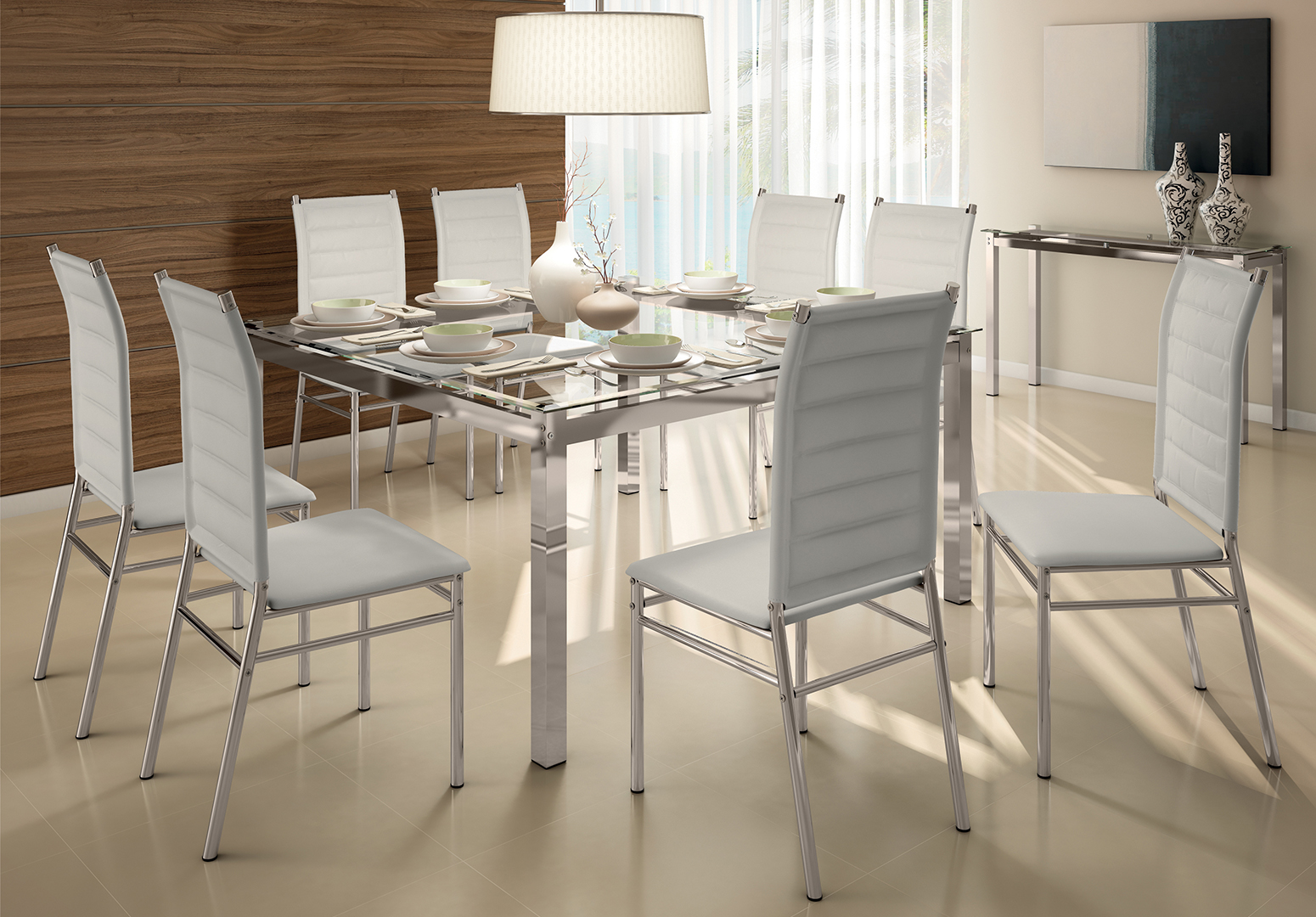 MESA DIAMANTE 8 CADEIRAS OLÍVIA BRANCO