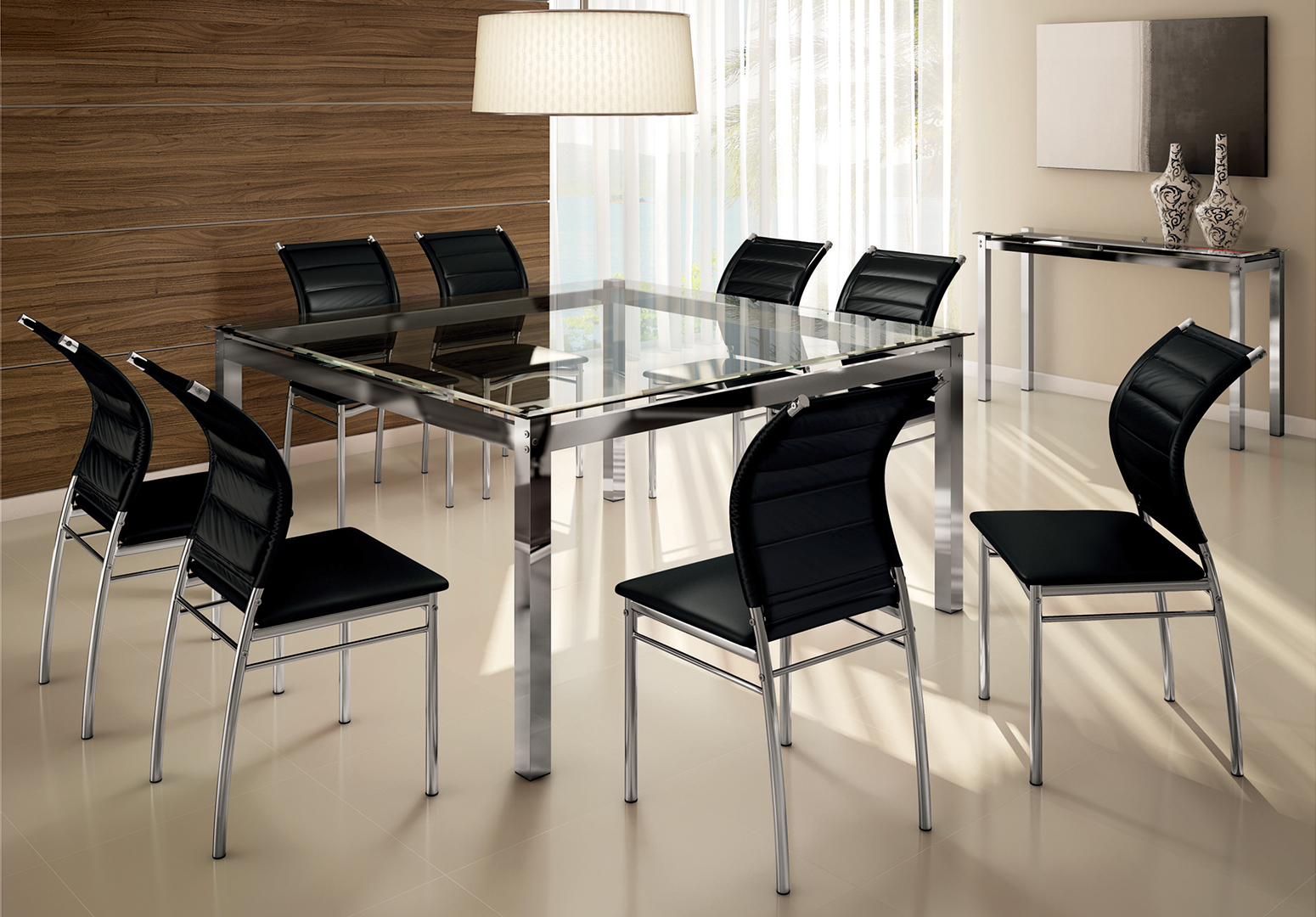 MESA DIAMANTE CLEAN 8 CADEIRAS VERENA PRETO