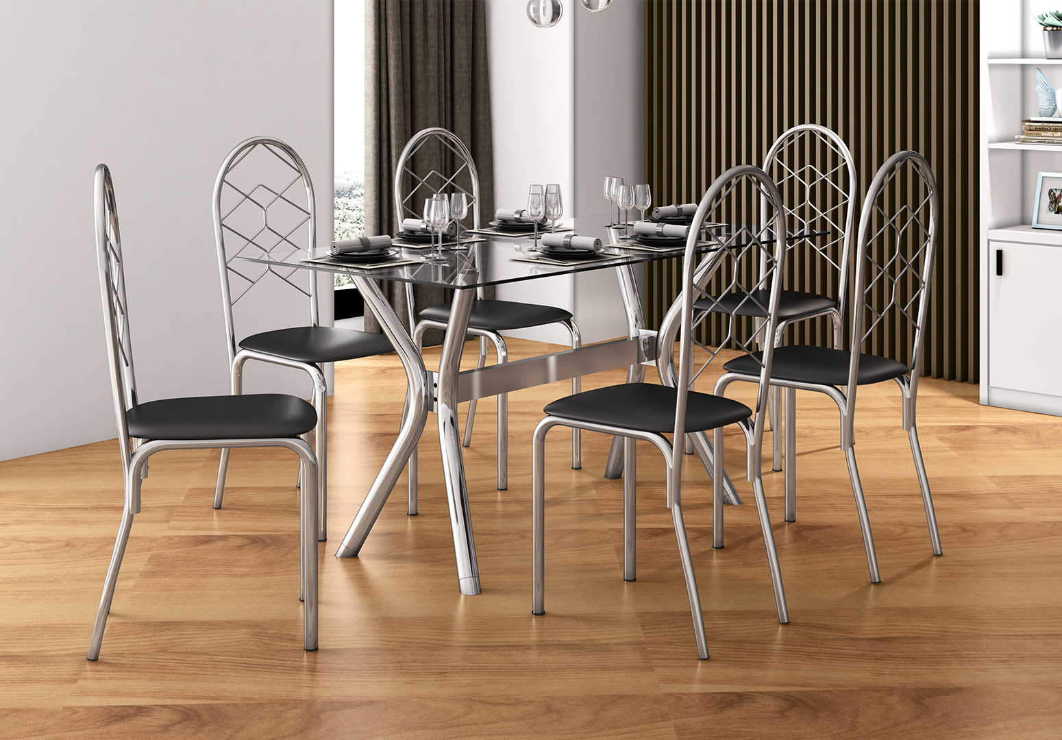 MESA LEON 6 CADEIRAS NICE PRETO