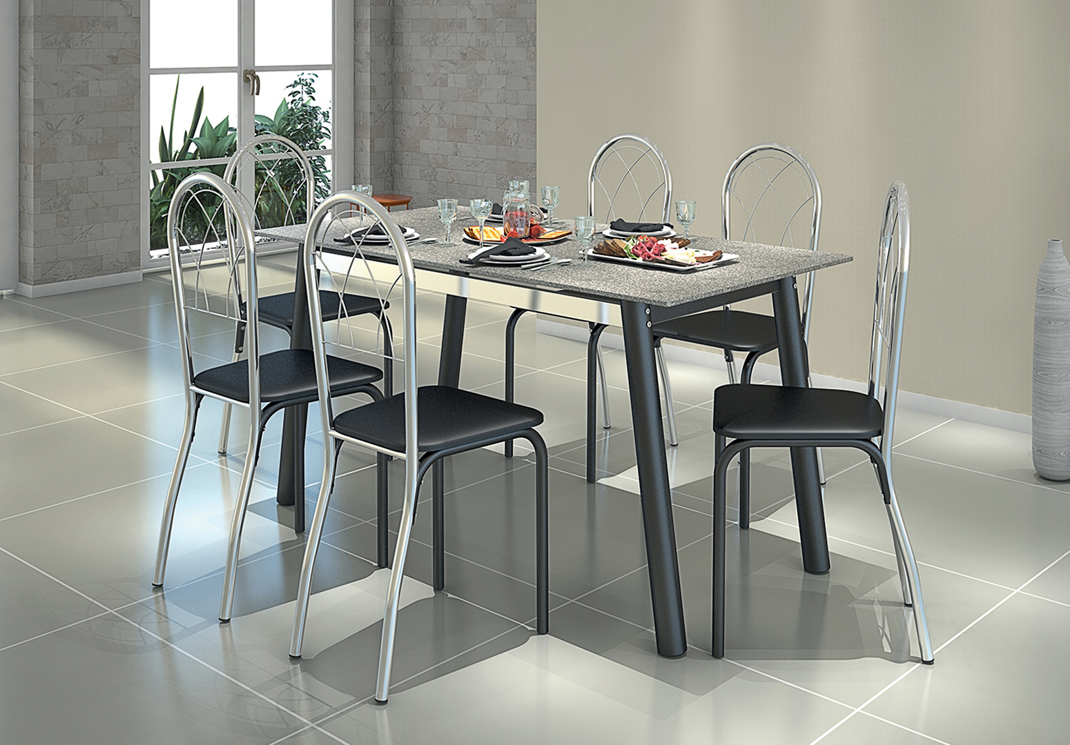 MESA TURQUESA CADEIRAS SAFIRA